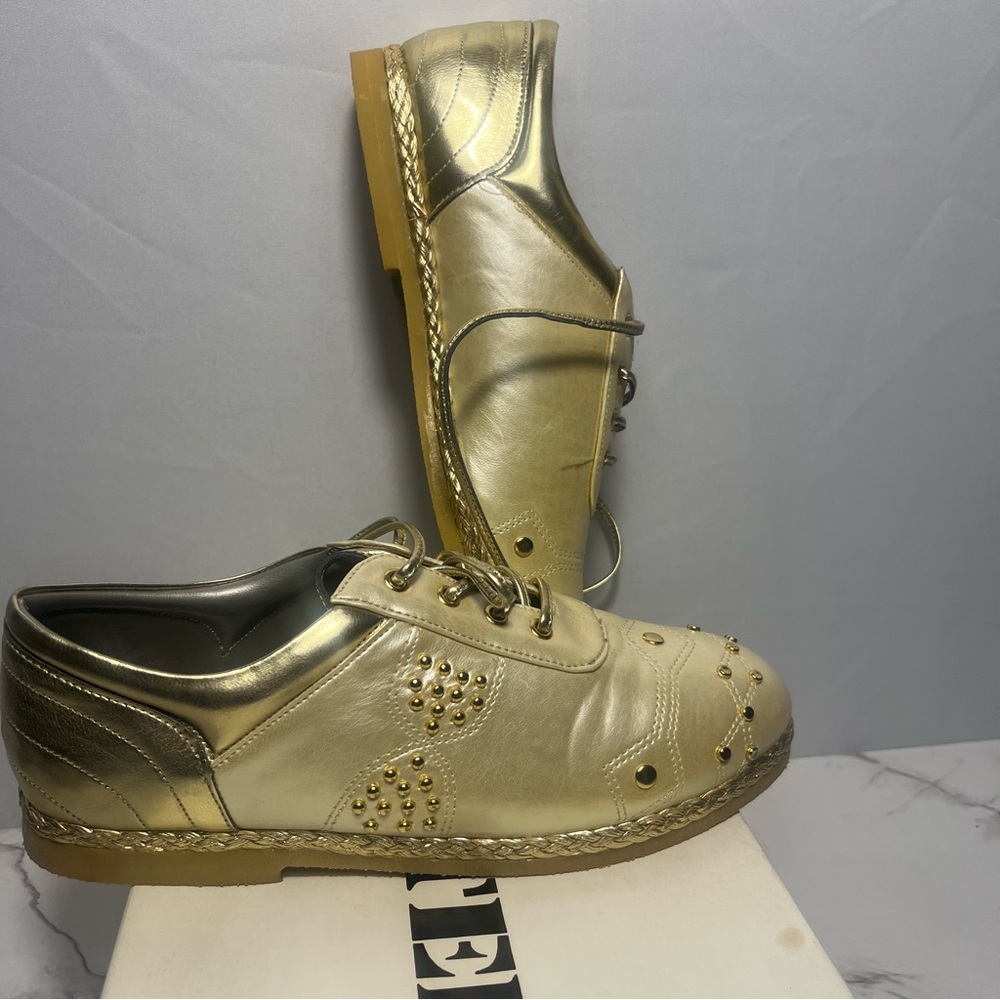 Wanted Designer Studded Women's Gold Shoes- sz. 6.5 New